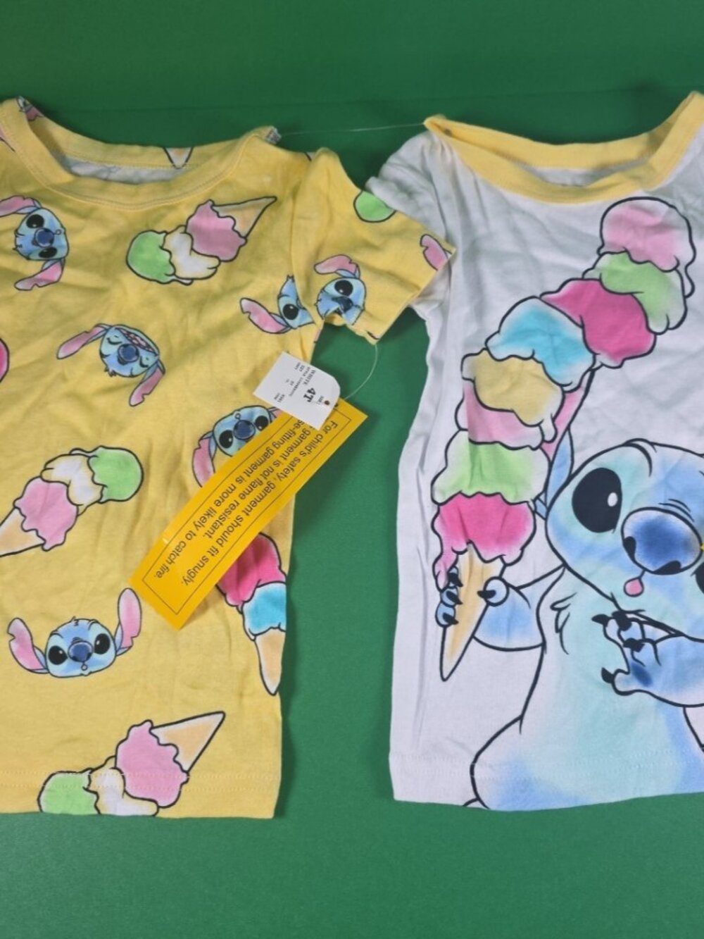 Stitch Tee Shirt 4T Yellow White Ice Cream Toddler Graphic Print